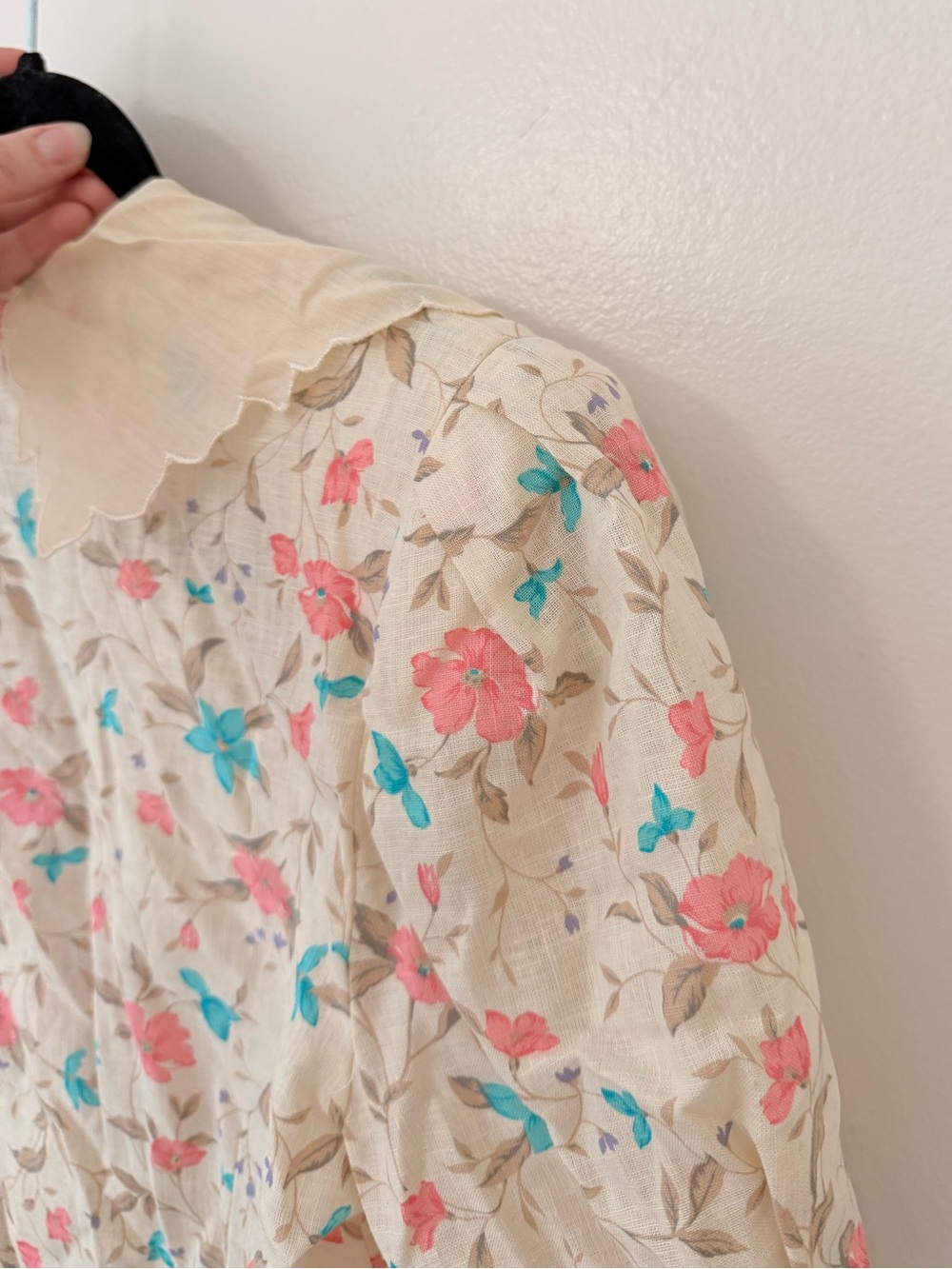 Vintage Floral Short Sleeve Button Blouse w/ Lacy Sailor Collar Doncaster II -MD - Picture 9 of 15